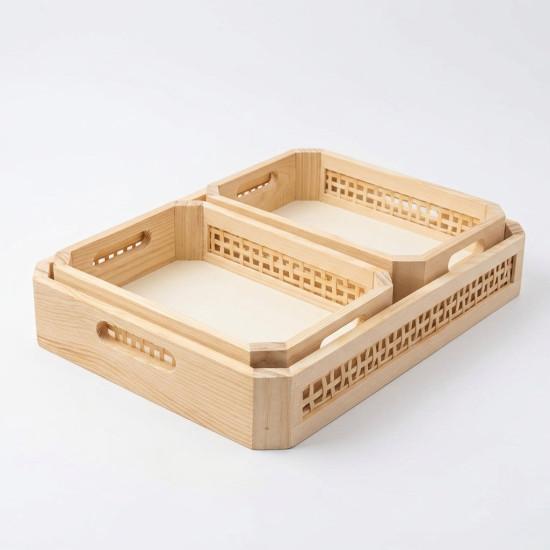 Wooden Tray Set 3 pieces